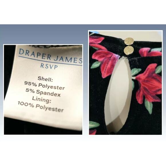 Draper James Women's Floral Velvet Shift Dress in Poinsettia Red Black Size XL - Picture 9 of 13